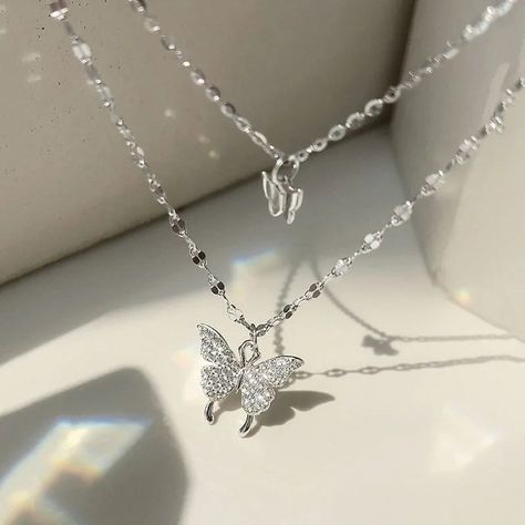 ANENJERY 925 Sterling Silver CZ Butterfly Necklace: Double Layer Dainty Jewelry https://sasadesiles.fr/products/anenjery-925-sterling-silver-cz-butterfly-necklace-double-layer-dainty-jewelry SASA DES ILES #Bestseller