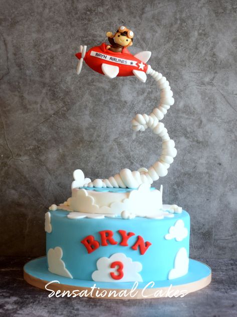 Helicopter Cakes For Boys, Airplane Birthday Cake Boys, Aeroplane Cake Design, Time Flies Birthday Cake, Airplane Cakes For Boys, Airplane Cake Ideas, Airplane Theme Cake, Plane Birthday Cake, Helicopter Cake