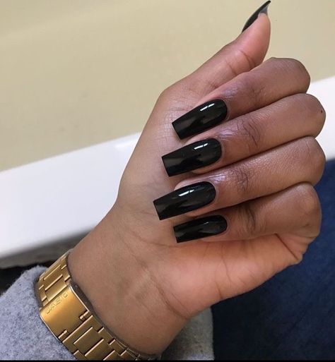 Square Black Acrylic Nails, Black Nails On Dark Skin, All Black Nails Acrylic, All Black Acrylic Nails, Black Acrylic Nails Coffin, Nails On Dark Skin, Nails Dark Skin, Y2k Lifestyle, Nails Dark