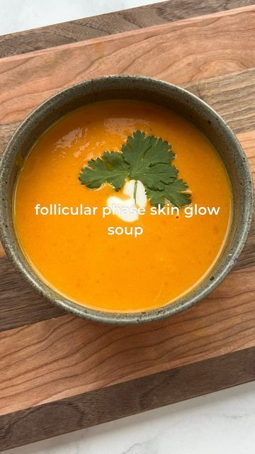 Stacey Asis on Instagram: "Yay! Another soup recipe 😜 recipe on my website 🤍 This is going to be my new go-to recipe for the follicular phase! Tbd on whether the soup actually makes your skin glow but in the meantime, it’s still a super tasty soup and perfect for your follicular phase 🤍🤍🥕 #follicularphase #soupseason #souprecipe #souprecipes #cyclesyncing #hormonehealth" Glowing Skin Soup, Menstrual Phase Soup, Follicular Phase Recipes, Glow Soup, Follicular Phase, Balancing Hormones, Waxing Moon, Soup Season, The Soup