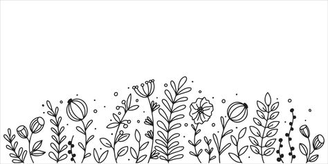 Drawing Borders, Graphic Black And White, Easter Drawings, Grass Flowers, Vector Border, Flowers Graphic, Floral Doodle, Plant Vector, Graphic Design Elements