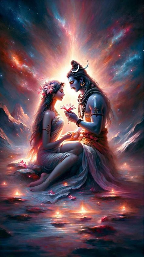 In the divine dance of life, we, Shiva and Shakti, exemplify ultimate balance and unity. To our beloved Twin Flame lovers, remember, you're two halves of the same divine flame. Your love, like ours, transcends physicality and merges in spiritual oneness. Journey together with patience, unconditional love, trust, and let destiny manifest! Mahadev Parvati, Shiv Parvati, Soulful Art, Lord Wallpapers, Pictures Of Shiva, Shiva Lord, Shiva Tattoo, Shiva Parvati Images, Twin Flame Love