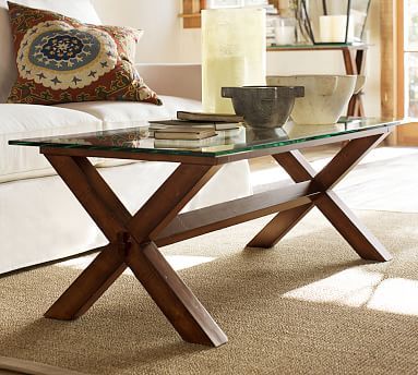 Glass Dining Table Decor, Glass Wood Table, Ava Wood, Coffee Table Pottery Barn, Traditional Coffee Table, Glass Side Tables, Coffee Tables For Sale, Glass Top Coffee Table, Modern Outdoor Furniture