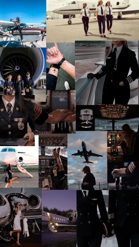 Flight Attendant With Airplane, Dream Collage Flight Attendant, Pilot Astethic, Pilot Asthetic Wallpers, Pilot Dream Wallpaper, Avgeek Wallpaper, Aviation Vision Board, Flight Attendant Wallpaper Iphone, Flight Attendant Collage