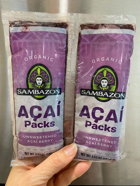 Sambazon Acai Bowls can be easily made with frozen Sambazon Acai packs from Costco. See the simple and quick recipe. #acai #acaibowl Frozen Acai, Acai Bowls Recipe, Costco Finds, Acai Bowls, Acai Berry, Bowls Recipe, Taste Buds, Quick Easy Meals, Drinking Tea