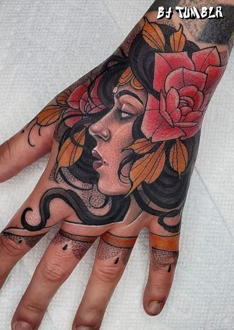 Japanese Hand Tattoos, Traditional Hand Tattoo, Simple Hand Tattoos, Hand Tattoo Designs, Tato Henna, Hand And Finger Tattoos, Skeleton Hand Tattoo, Neck Tattoos, Old School Tattoo Designs