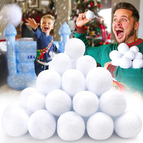 hatisan 50 Pack Fake Snowballs for Kids, Indoor Snowball Fight Set, Artificial Snowballs for Kids Indoor Outdoor, Christmas Winter Wonderland Decor Christams Diy, Snowball Games, Fake Snowballs, Indoor Snowballs, Snow Balls, Wonderland Decor, Xmas Games, Onederland Party, Winter Onederland Party