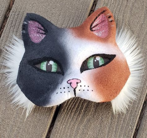 Calico Cat Therian Mask, Bling Phone Cases Diy, Cardboard Masks, Therian Cat, Therian Gear, Therian Masks, Cat Masks, Cardboard Mask, Mask Cat