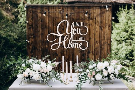 With You I Am Home Sign With You I Am Home Wedding Decor - Etsy Last Name Wood Sign, Family Wood Signs, Wooden Wedding Signs, Large Wedding, Wooden Name Signs, Last Name Signs, Engagement Party Decorations, Geometric Wedding, The Smiths