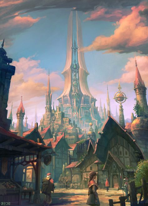 Elven City, Landscape Concept, 다크 판타지, Fantasy City, Fantasy Castle, Fantasy Setting, Fantasy Places, Fantasy Art Landscapes, Fantasy Concept Art