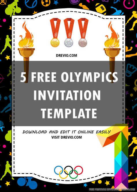 Awesome (FREE PRINTABLE) - Olympics Sports Birthday Invitation Template #free #freeinvitation2019 #birthday #disney #invitations #invitationtemplates Olympic Party Invitations, Olympics Invitation, Diy Creche, Basketball Birthday Invitations, Olympic Theme Party, Birthday Party Invitation Wording, Sports Birthday Invitations, Birthday Party Invitations Free, Olympic Theme