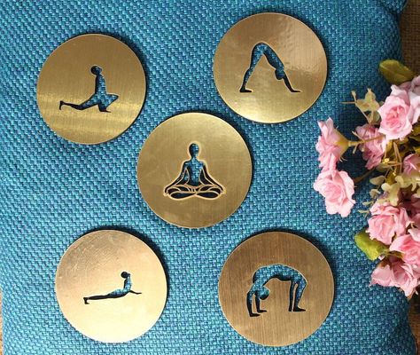 Handmade Xmas Gifts, Surya Namaskar, Yoga Prints, Yoga Decor, Mdf Coasters, Tea Coaster, Square Coasters, Handmade Coasters, Yoga Gifts