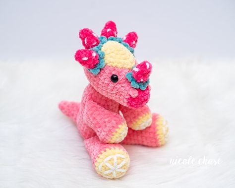 Strawberry Lemonade Mini Stevie - Free Pattern Modification — Nicole Chase Free Crochet Toy Patterns English, Nicole Chase, Crochet Dinosaur Pattern Free, Crochet Dino, Dinosaur Patterns, Crochet Dinosaurs, Dinosaur Crochet, Crochet Dinosaur Patterns, Free Crochet Patterns For Beginners