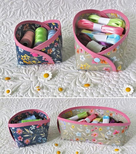 fabric-bin-pattern-3 Binding For Quilts, Continuous Bias Binding, Easy Zipper Pouch, Valentine Table Runner, Fabric Bucket, Purse Making, Sewing Things, Fabric Bowls, Zippered Bag