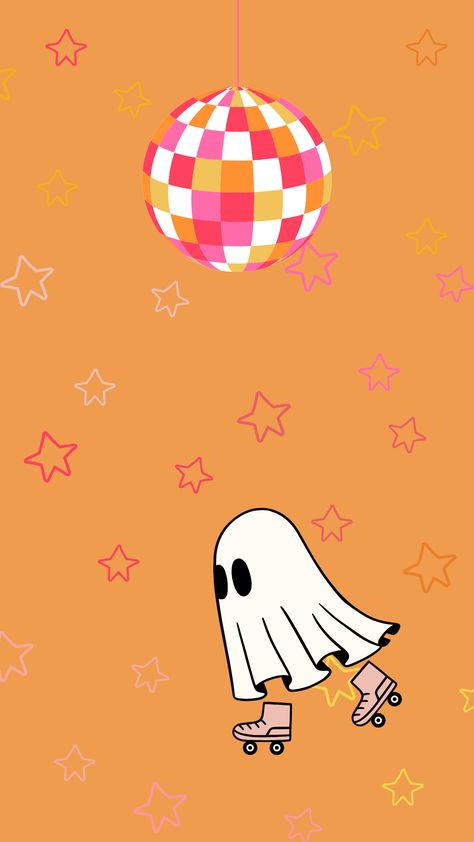 Disco Ghost Wallpaper, Disco Halloween Wallpaper, Samsung Galaxy Wallpaper Aesthetic, Retro Halloween Aesthetic Wallpaper, Girly Halloween Wallpaper, Toker Poker, Ghost Halloween Wallpaper, Halloween Pots, Cute Ghost Wallpaper