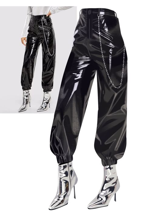 Clothing Shading, Shade Reference, Latex Pants Outfit, Balthazar Bratt, Digital Art Practice, Gyaru Anime, Pose Tips, Drawing Method, Fabric Study