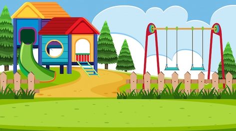 Community Places Pictures, Simple Playground, Playground Background, Cartoon Park, Train Cartoon, Children's Book Layout, Cute Frozen, Canva Editing, Community Places