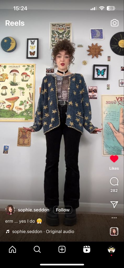 Sophie Seddon, Star Cardigan, Whimsy Goth, Fits Aesthetic, Autumn Fits, Witch Outfit, Thrift Fashion, Alt Fashion, Hippie Outfits