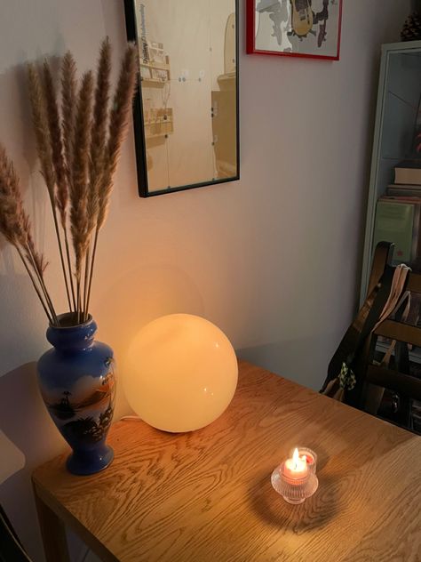 Ikea Globe Lamp, Ball Lights In Bedroom, Ikea Orb Lamp, Fado Lamp Aesthetic, Ikea Lamp Aesthetic, Ikea Orange Lamp, Ikea Fado Lamp, Warm Lighting Bedroom, Fado Lamp