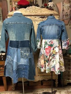 Sustainable Fashion Ideas, Mode Country, Denim Upcycle, Remake Clothes, Recycled Outfits, Clothes Upcycle, Outfit Ideas Winter, Hippie Mode, Upcycled Denim Jacket