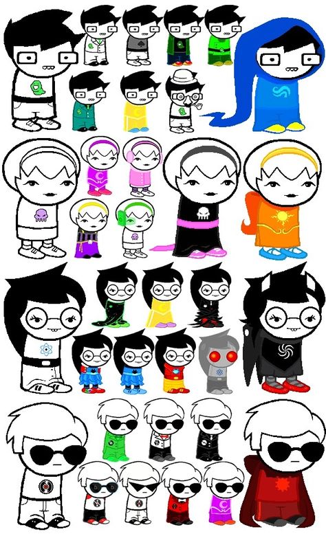 The kids and their outfits Homestuck Outfits, Beta Kids Homestuck, Homestuck Characters, Home Stuck, Cosplay Characters, Art Template, Homestuck, Art Reference, Art Inspiration