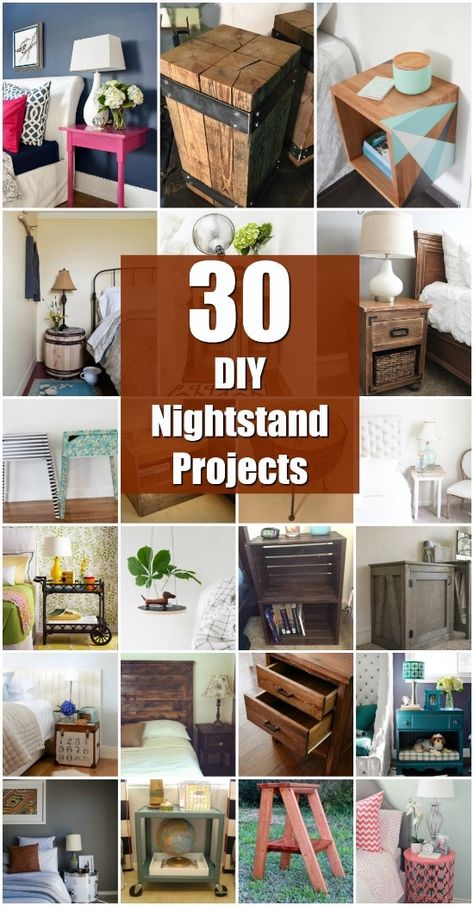 30 Amazingly Creative And Easy DIY Nightstand Projects - Lots of repurposing projects here! Easy Diy Nightstand, Unusual Bedside Tables, Diy Night Stand, Diy Bedside Table, Unique Nightstand, Diy Nightstand, Free Woodworking Plans, Diy Holz, Dressing Tables