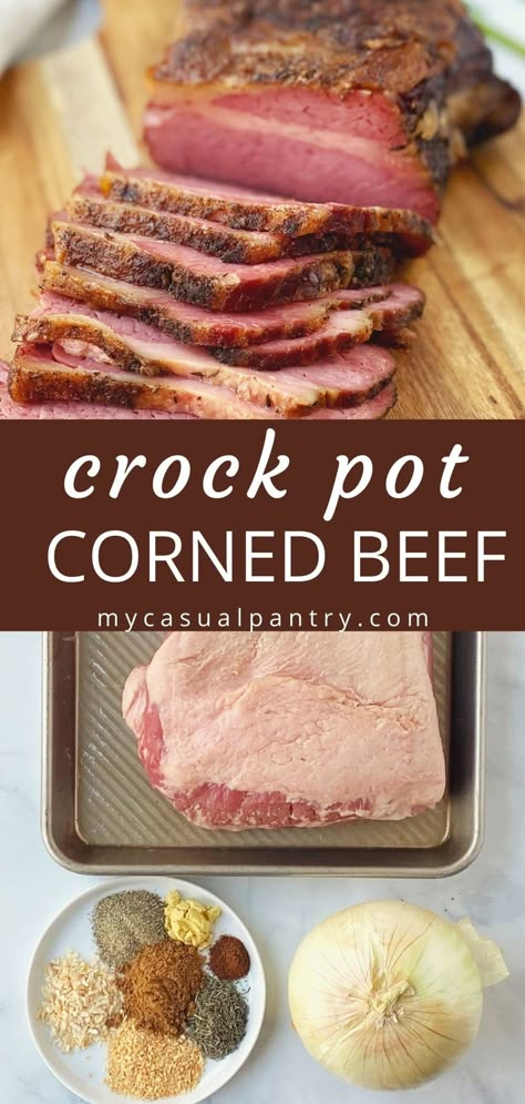 Crock Pot Corned Beef - a delicious St. Patrick's Day tradition, this is a fuss-free recipe for perfectly tender and flavorful corned beef every time. Irish Crock Pot Recipes, Beef Brisket Crock Pot, Corned Beef Seasoning, Corned Beef Recipes Crock Pot, Tender Corned Beef, Brisket Crock Pot, Irish Meals, Corned Beef Recipes Slow Cooker, Crock Pot Corned Beef