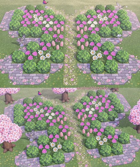 Brooke ♡ on Twitter: "I’m going to add much more to this/switch it around some maybe, but I did this randomly out of boredom last night 🥹🦋💕 #AnimalCrossingNewHorizons #ACNH #acnhinspo https://t.co/zCS3YzvUkZ" / Twitter Acnh Rainbow Flower Garden, Acnh Flower Gardens, Fairycore Island, Acnh Tips, Flower Garden Layouts, Cottagecore Animal Crossing, Fairy Garden Animals, Acnh Inspiration, Animals Crossing