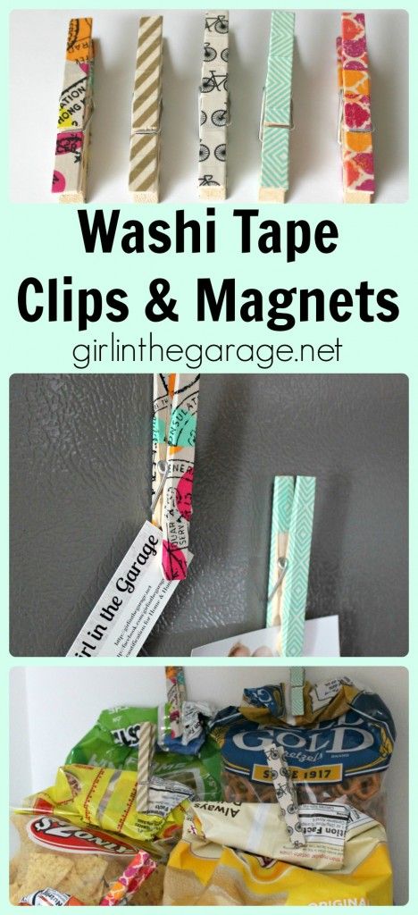 DIY Crafts: Washi Tape Clips & Magnets Washi Tape Clothes Pins, Clothes Pin Magnets Diy, Clothespin Magnets Diy, Decorate Clothes Pins, Clothes Pins Ideas, Cardstock Crafts Diy, Clothespin Chip Clips, Clothes Pin Magnets, Diy Washi Tape Crafts