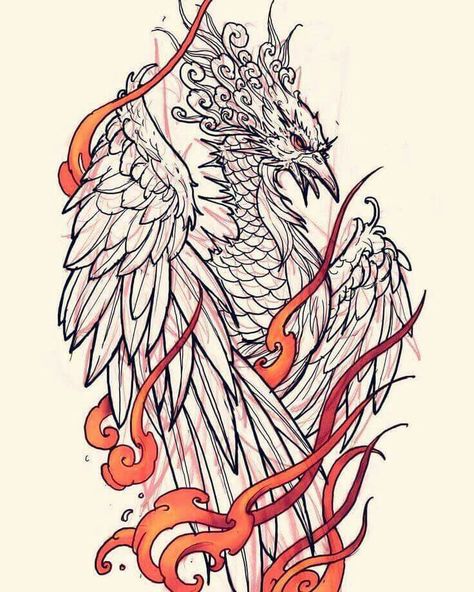 Pros: i like fire and wings Cons: body scaly and flowy head Phoenix Sketch, Japanese Phoenix Tattoo, Tattoo Toronto, Phönix Tattoo, Crane Tattoo, Tier Tattoo, Tattoo Thigh, Phoenix Tattoo Design, Japan Tattoo Design