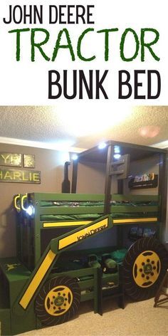 John Deere Bed, Tractor Boys Room, John Deere Crafts, John Deere Bedroom, Tractor Bedroom, John Deere Room, Tractor Room, Tractor Bed, Bunk Bed Plan