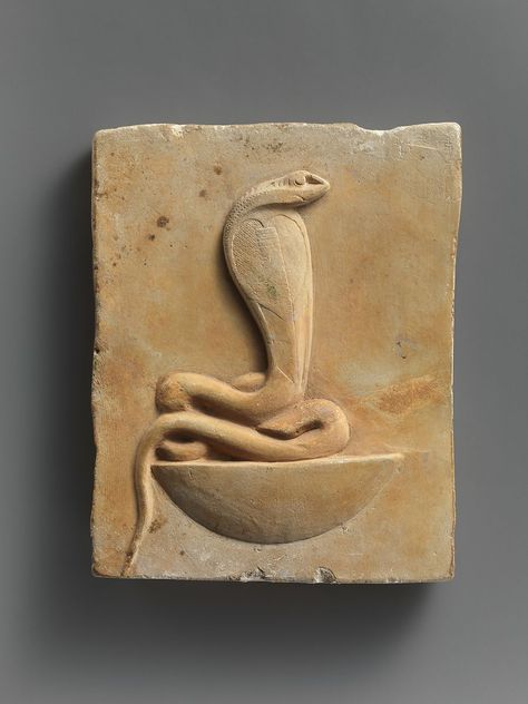 Relief plaque of cobra on a neb basket | Late Period–Ptolemaic Period | The Met Egypt Museum, Late Period, Ancient Egypt Art, Egypt Art, Relief Sculpture, Old Paintings, Egyptian Art, Ancient History, Ancient Egyptian