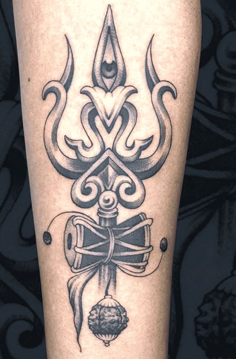 Trishul Tattoo Stencil, Lord Shiva Tattoo Design For Men, Trishool Tattoo, Shiva Tattoo Ideas, Damru Tattoo, Om Trishul Tattoo, Om Shiva, Elephant Stencil, Delicate Tattoos For Women