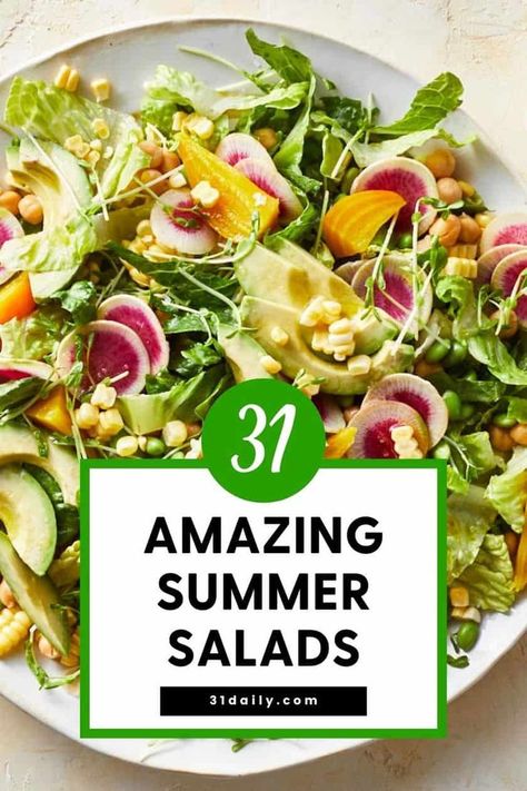 When the weather warms, big and beautiful summer salad recipes are the best way to celebrate the long, warm days of summer. Easy Summer Salad Recipes, Salads Healthy, Easy Summer Salad, Vegetarian Eating, Easy Italian Pasta Salad, Instagram Restaurant, Restaurant Breakfast, Best Summer Salads, 31 Daily