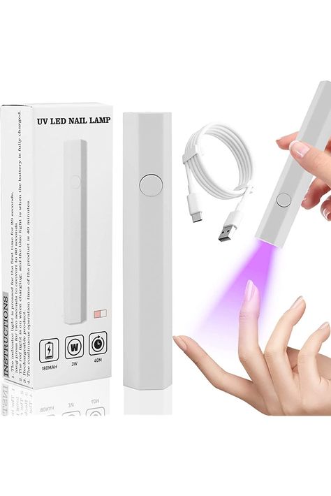 ANGNYA Mini UV Light for Nails, Handheld Nail Lamp with Spotlight Bead Portable Mini Nail Dryer for Curing Gel Polish Nail Glue Gel, Rechargeable Led Nail Lamp for Nail Techs and Beginners Uv Light Nails Lamps, Nail Dryer Lamp, Uv Led Nail Lamp, Nail Glue Gel, Nails Care, Business Nails, Uv Nail Lamp, Nail Drills, Light Nails