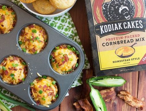 Jalapeno Cheddar Cornbread Muffins, Turkey Muffins, Kodiak Cakes Recipe, Bacon Cornbread, Cornbread Muffins Recipe, Jalapeno Cheddar Cornbread, Cornbread Muffins, Kodiak Cakes, Jalapeno Cheddar