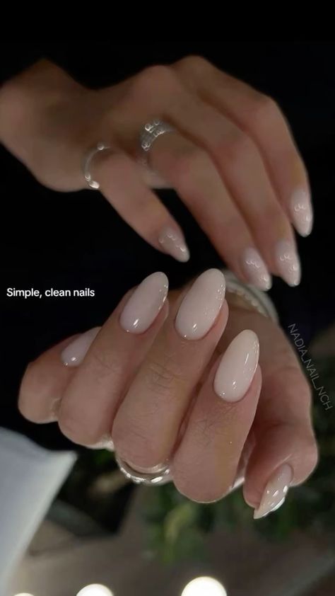 Classy Shirt Nails, French Tip Sns Nails Almond, Almond Engagement Nails, Bridal Almond Nails, Clean Simple Nails, Natural Nail Inspiration, Soft Nail Colors, Wedding Nails Classy, Neutral Bridal Nails