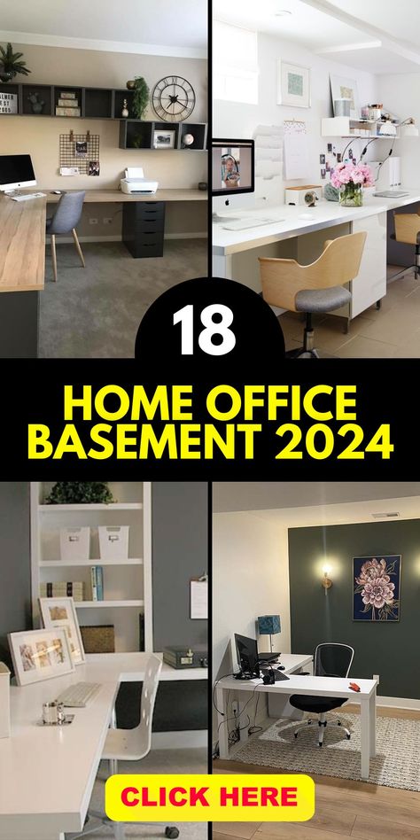 2024 Guide: Transforming Basements Into Chic Home Offices - Layouts, Ideas & Tips Home Office In Basement Ideas, Farmhouse Layouts, Small Basement Office, Industrial Home Office Design, Home Office Basement, Small Office Layout, Loft Home Office, Trendy Home Office, Basement Home Office