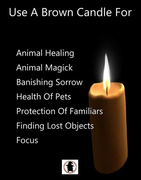 Candle Magick Brown Candle Correspondences Animal Healing, Familiar Protection, Focus, Finding Lost Objects Candle Magick Spells, Brown Candle, Wiccan Candle, Candle Color Meanings, Candle Magic Spells, Witchcraft Candles, Brown Candles, Candle Reading, Witch Candles