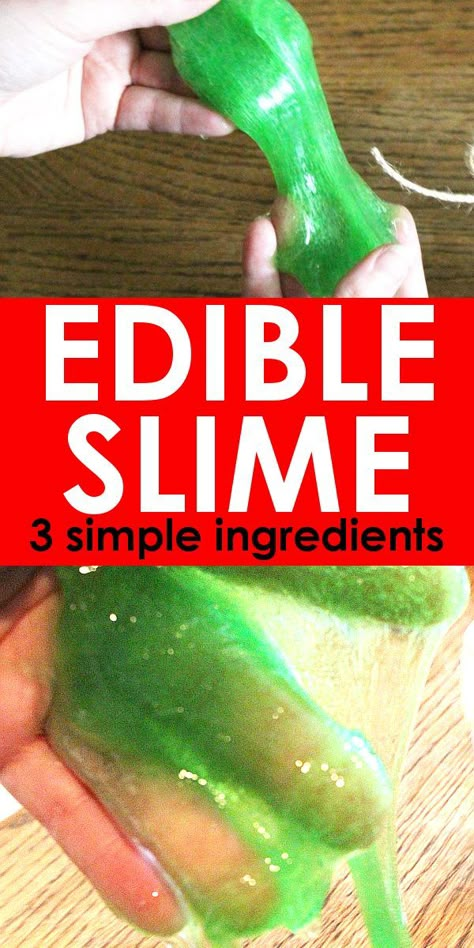 Edible slime is a great activity for kids of all ages, especially as a sensory activity for younger kids who are still inclined to put everything in their mouths! Get the easy recipe for organic gummy bear edible slime and make it today! #Slime #EdibleCrafts #Preschool #Kindergarten Edible Green Slime For Cake, Jello Slime Recipe Edible, Edible Activities For Kids, Slime Recipe Edible, Food Crafts For Kids Edible, Edible Green Slime, Gummy Bear Slime, Edible Crafts For Kids, Slime Edible