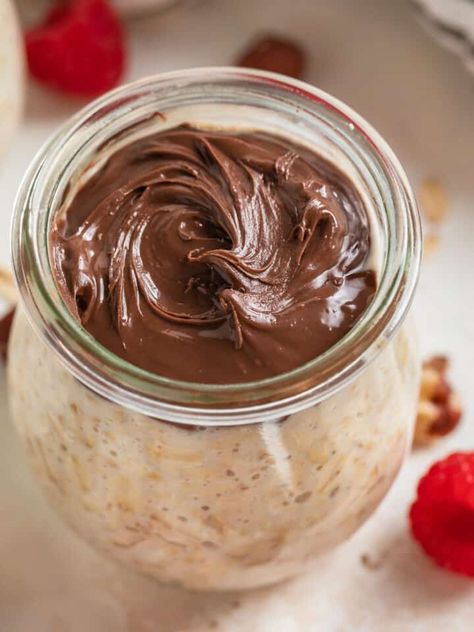 Overnight Oats Keto, Nutella Overnight Oats, Low Carb Alternatives, Overnight Oats Recipe Easy, Best Overnight Oats Recipe, Oat Recipes Healthy, Overnight Oats Recipe Healthy, Carb Alternatives, Overnight Oats Healthy