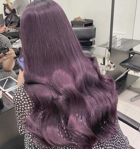 Dull Purple Hair, Dark Dusty Purple Hair, Asian Purple Hair, Purple Hair Korean, Dusty Purple Hair, Korean Hair Color Purple, Deep Purple Hair, Pleasing Photos, Pelo Color Vino