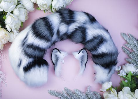 Snow Leopard Tail, Wolf Ears And Tail, Ears And Tail Set, Faux Fur Ears, Leopard Ears, Cat Ears And Tail, Wolf Ears, Ears And Tail, Fox Ears