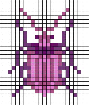 Beetle Perler Beads, Bug Perler Bead Patterns, Bug Pixel Art, Bug Cross Stitch, Beetle Cross Stitch, Pixel Grid, Hamma Beads, Fuse Bead Patterns, Bead Ideas