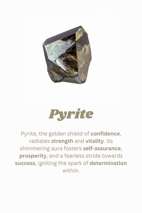 polished pyrite on white background with list of healing benefits Pyrite Benefits, Wallpaper Crystal, Self Assurance, Crystal Benefits, Pyrite Crystal, Crystal Healing, Benefits, Gems, Confidence