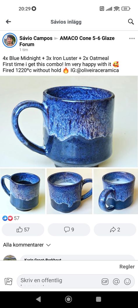 Blue Glaze Combos, Amaco Glaze Over Texture, Amaco Oatmeal Glaze, Mayco Sea Salt Glaze Combinations, Amaco Glaze Combos, Blue Midnight Glaze Combinations, Blue Midnight Glaze, Amaco Combinations, Ceramic Glazing