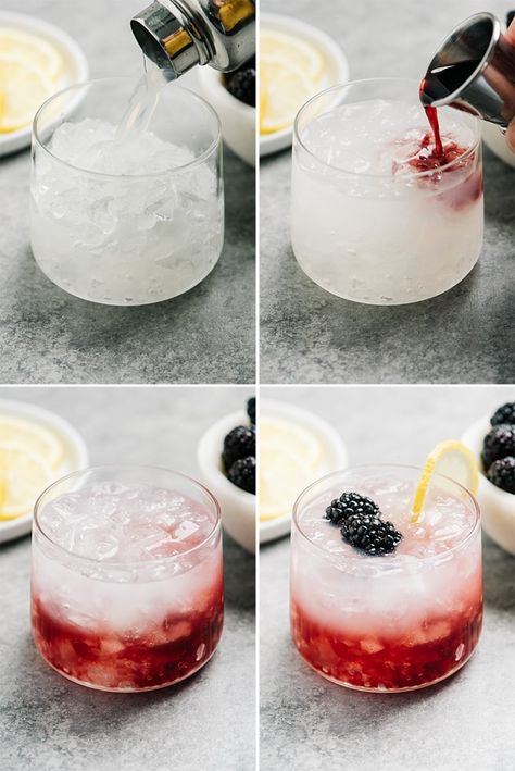 Bramble Cocktail (Gin and Raspberry) | Our Salty Kitchen Bramble Cocktail, Growing Blackberries, Raspberry Gin, Cocktail Gin, Gin Sour, Gin Lemon, Gin Recipes, Refreshing Summer Cocktails, Raspberry Liqueur