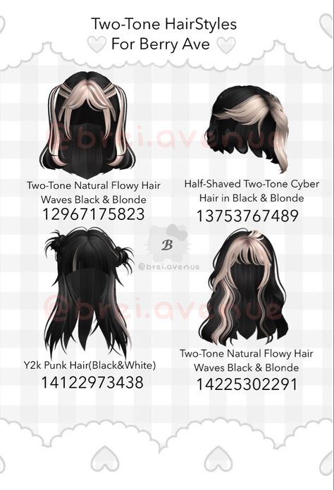 Berry Avenue Codes Hair Black And Blonde, Berry Avenue 2 Toned Hair, Two Toned Hair Roblox Code, Berry Avenue Codes Hair Two Tone Brown, Berry Ave Two Toned Hair Codes, Two Toned Hair Berry Ave, Roblox Black And White Hair Codes, Berry Avenue Codes Hair Black And White, Two Toned Hair Codes