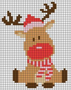 Xmas Cross Stitch Patterns Free, Perleplader Ideas Jul, Intarsia Knitting Patterns, Cross Stitch Christmas Patterns, Perleplader Ideas, Pixel Art Noel, Christmas Pixel Art, Reindeer Cross Stitch, Christmas Pixel