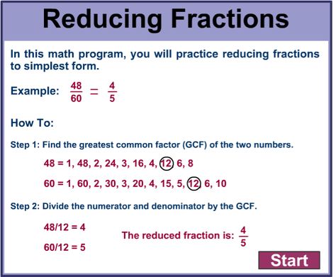 How To Reduce Fractions Reduce Fractions, Simplest Form Fractions, Reducing Fractions, 4th Grade Fractions, Greatest Common Factors, Simplifying Fractions, Math Madness, Fractions Worksheets, Math Instruction